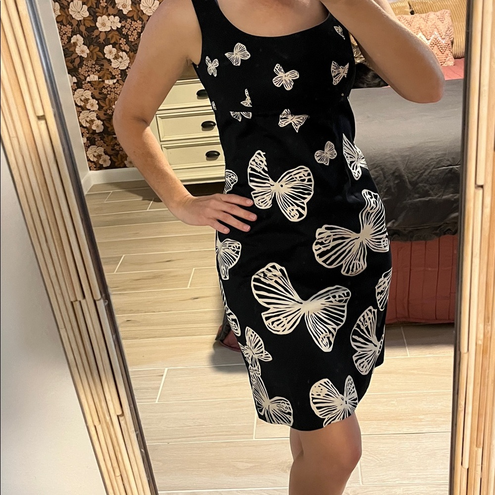 Talbots Black Dress with awesome White butterfly Accents